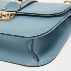 Valentino Blue Leather Small Rockstud Glam Lock Flap Bag