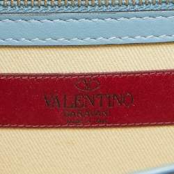 Valentino Blue Leather Small Rockstud Glam Lock Flap Bag