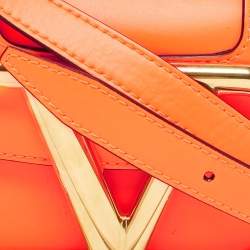 Valentino Neon Orange Leather Small Supervee Crossbody Bag