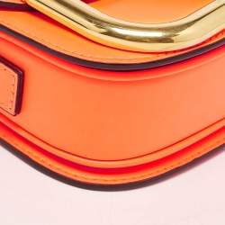 Valentino Neon Orange Leather Small Supervee Crossbody Bag