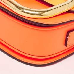 Valentino Neon Orange Leather Small Supervee Crossbody Bag