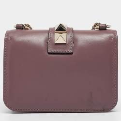 Valentino Mauve Leather Mini Glam Lock Flap Shoulder Bag