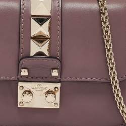 Valentino Mauve Leather Mini Glam Lock Flap Shoulder Bag