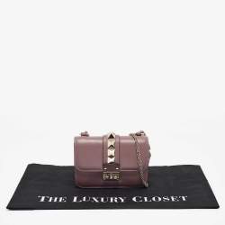 Valentino Mauve Leather Mini Glam Lock Flap Shoulder Bag