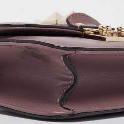 Valentino Mauve Leather Mini Glam Lock Flap Shoulder Bag