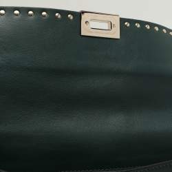 Valentino Green Leather Rockstud Flap Shoulder Bag