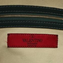 Valentino Green Leather Rockstud Flap Shoulder Bag