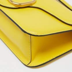 Pre Owned Valentino Yellow Leather Medium Loco Shoulder Bag