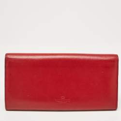 Pre Owned Valentino Red Leather Rockstud Continental Wallet