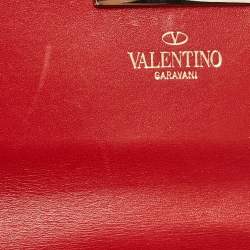 Pre Owned Valentino Red Leather Rockstud Continental Wallet