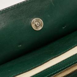 Pre Owned Valentino Green/Beige Leather Aphrodite Bow Top Handle Bag