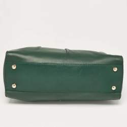 Pre Owned Valentino Green/Beige Leather Aphrodite Bow Top Handle Bag