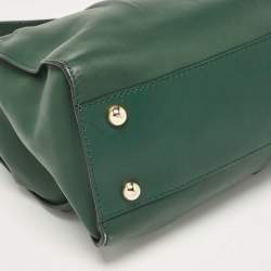 Pre Owned Valentino Green/Beige Leather Aphrodite Bow Top Handle Bag