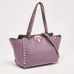 مملوكة مسبقًا Valentino Mauve Leather Small Rockstud Trapeze Tote