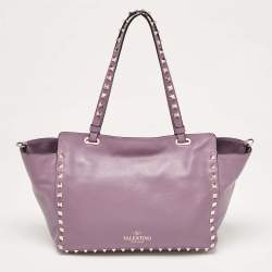 مملوكة مسبقًا Valentino Mauve Leather Small Rockstud Trapeze Tote