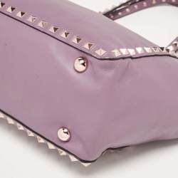 مملوكة مسبقًا Valentino Mauve Leather Small Rockstud Trapeze Tote