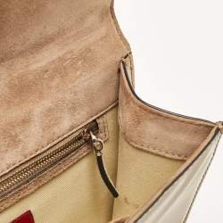 Pre Owned Valentino Beige Patent Leather Medium Rockstud Glam Lock Shoulder Bag