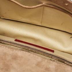 Pre Owned Valentino Beige Patent Leather Medium Rockstud Glam Lock Shoulder Bag