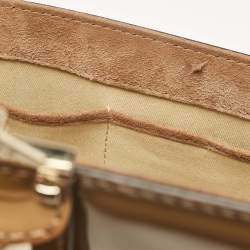 Pre Owned Valentino Beige Patent Leather Medium Rockstud Glam Lock Shoulder Bag