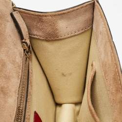 Pre Owned Valentino Beige Patent Leather Medium Rockstud Glam Lock Shoulder Bag