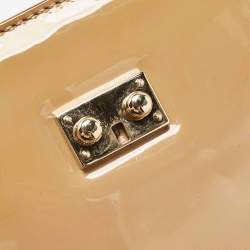 Pre Owned Valentino Beige Patent Leather Medium Rockstud Glam Lock Shoulder Bag