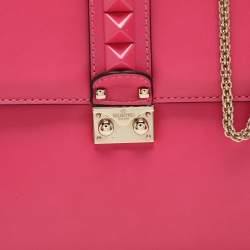 Valentino Pink Leather Large Glam Lock Shoulder Bag