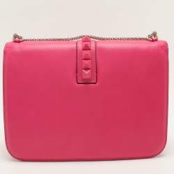 Valentino Pink Leather Large Glam Lock Shoulder Bag