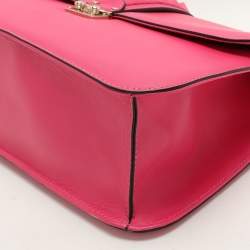 Valentino Pink Leather Large Glam Lock Shoulder Bag