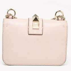 Valentino Light Pink Leather Mini Glam Lock Flap Shoulder Bag