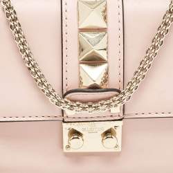 Valentino Light Pink Leather Mini Glam Lock Flap Shoulder Bag