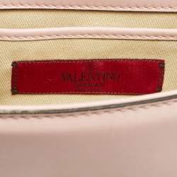 Valentino Light Pink Leather Mini Glam Lock Flap Shoulder Bag