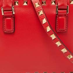 Valentino Red Leather Rockstud Camera Crossbody Bag