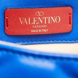 Pre Owned Valentino Blue Quilted Leather Medium Candystud Top Handle Bag