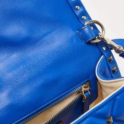 Pre Owned Valentino Blue Quilted Leather Medium Candystud Top Handle Bag