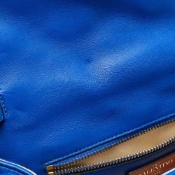 Pre Owned Valentino Blue Quilted Leather Medium Candystud Top Handle Bag