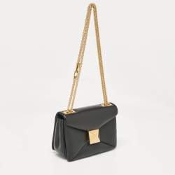 Valentino Black Leather One Stud Chain Shoulder Bag