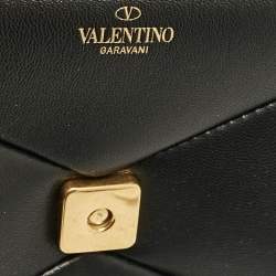 Valentino Black Leather One Stud Chain Shoulder Bag