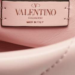 Pre Owned Valentino Pink Leather Medium Roman Stud Top Handle Bag