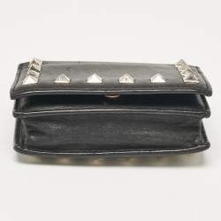 Valentino Black Leather Rockstud Card Case