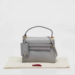 Pre Owned Valentino Ash Grey Leather My Rockstud Top Handle Bag