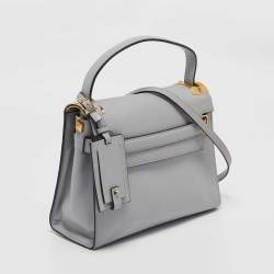 Pre Owned Valentino Ash Grey Leather My Rockstud Top Handle Bag