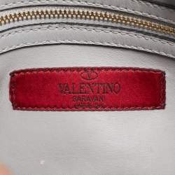 Pre Owned Valentino Ash Grey Leather My Rockstud Top Handle Bag