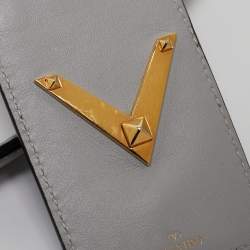 Pre Owned Valentino Ash Grey Leather My Rockstud Top Handle Bag