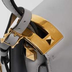 Pre Owned Valentino Ash Grey Leather My Rockstud Top Handle Bag