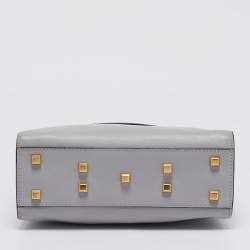 Pre Owned Valentino Ash Grey Leather My Rockstud Top Handle Bag