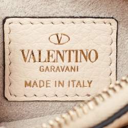 Pre Owned Valentino Off White Leather Rockstud Crossbody Bag