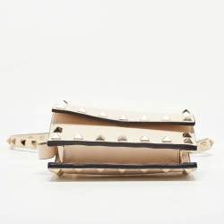 Pre Owned Valentino Off White Leather Rockstud Crossbody Bag