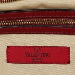Valentino Dark Red/Black Leather and Lace Bow Tote