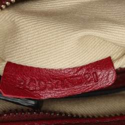 Valentino Dark Red/Black Leather and Lace Bow Tote