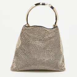 Pre Owned Valentino Gold Chainmail Bebop Ring Loop-Handle Clutch 